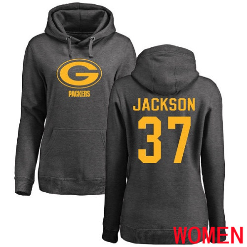 Green Bay Packers Ash Women #37 Jackson Josh One Color Nike NFL Pullover Hoodie Sweatshirts